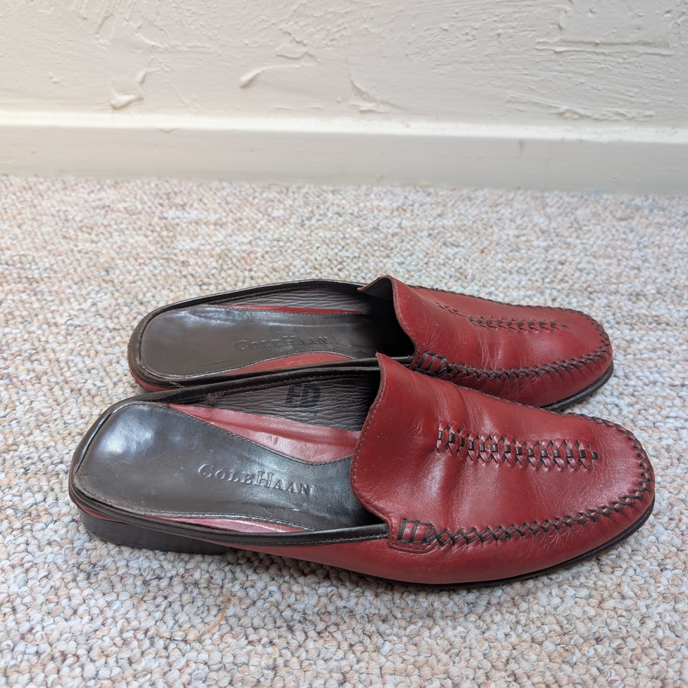 Cole Haan Women's Red Loafers With Woven Details